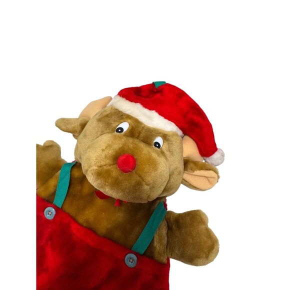 Rennoc Santa's Best Large 23” Reindeer Christmas Stocking 3D Plush w Overalls - Picture 3 of 4